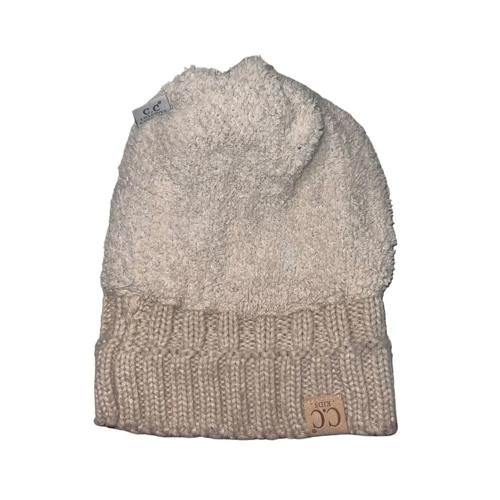 New CC Girls' Cable Knit Fur Pom Pom Beanie Mauve Pink